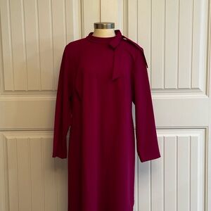 Calvin Klein Plus Size Bow-Neck Long-Sleeve Swing Dress – Boysenberry (18W)